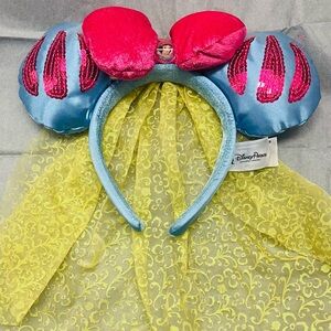 Disney Parks Snow White Princess Veil Minnie Mouse Ears Plush Headband